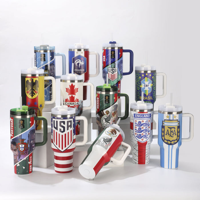 Wholesale 40oz Stainless Steel Car Cup with Football Design MOQ≥2
