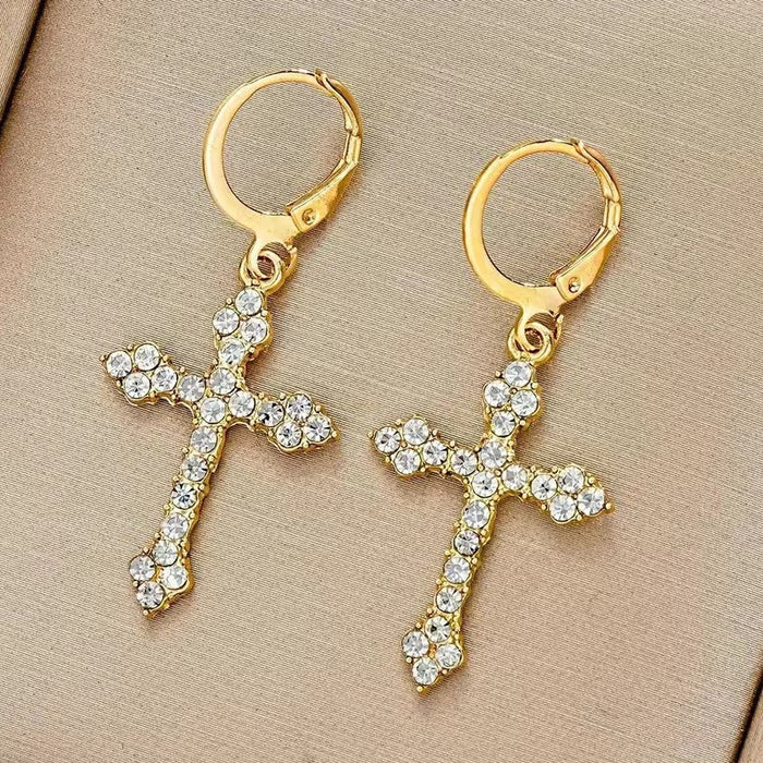 Wholesale Specially designed for niche earrings and earrings, light luxury ear buckle earrings, high-end cross earrings