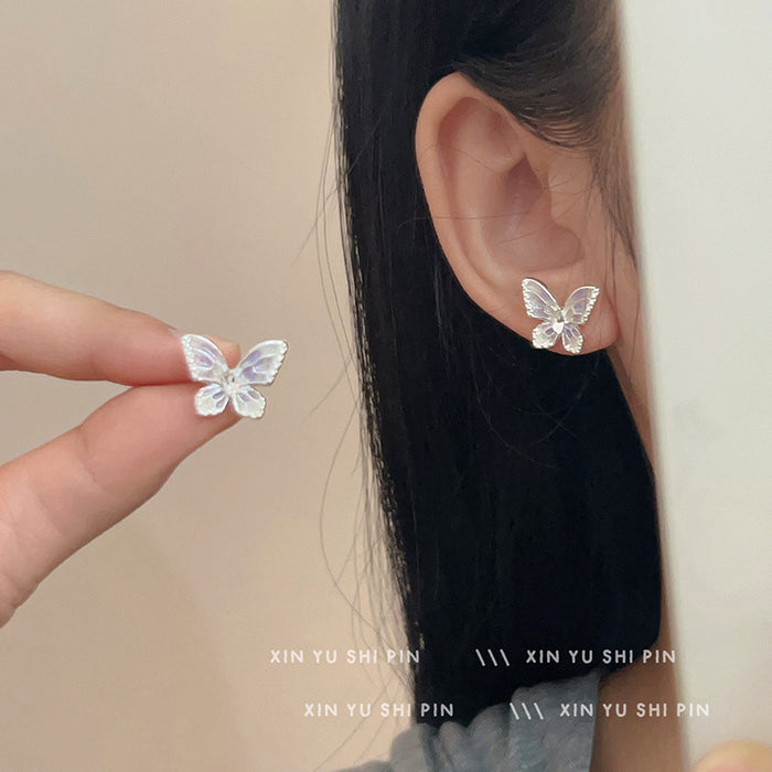 Wholesale New gradient purple butterfly earrings with exquisite and versatile temperament, earrings and ear accessories