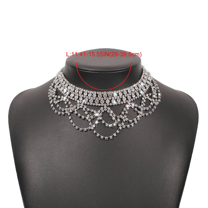 Wholesale Luxury Multilayer Tassel Rhinestone Clavicle Necklaces JDC-NE-XinS005