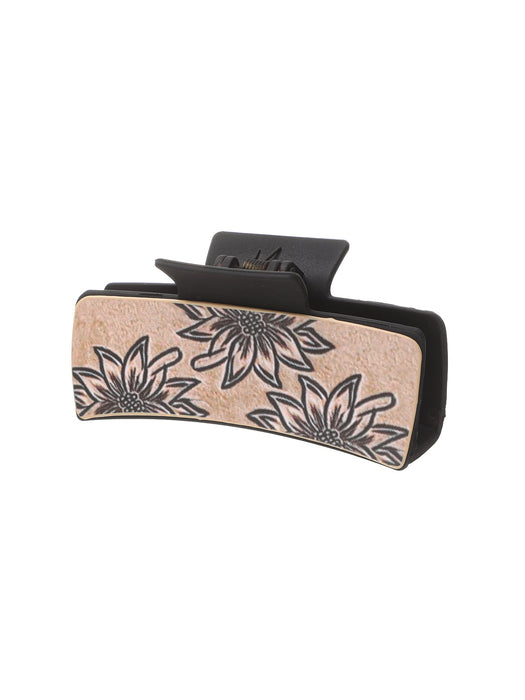 Wholesale Western Sunflower Leather Shark Clip Hairpin Women' s Grab Clip