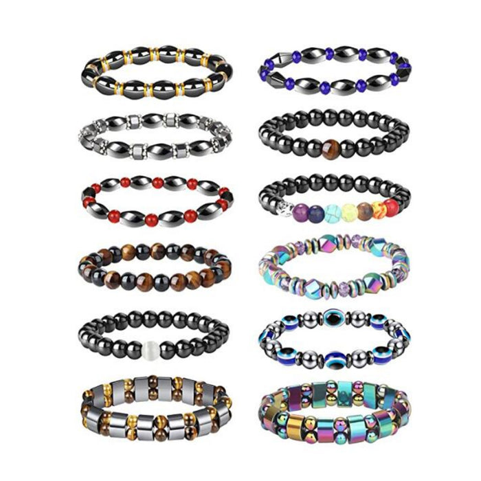 Wholesale Tiger Eye Stone black stone magnetic bracelet unisex elastic rope magnet bracelet