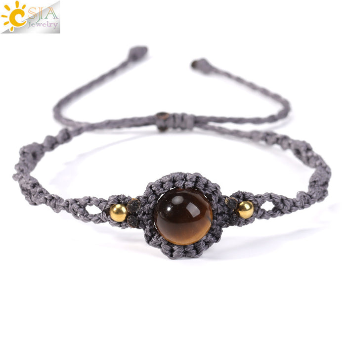 Wholesale Natural Crystal Amethyst Beaded Bracelet Handwoven Adjustable Design Office Lady Style Gift Jewelry