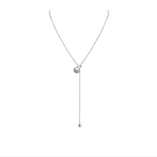 Wholesale Pearl necklace, women's pull-out collarbone chain, high-end, light luxury, niche necklace, sweater chain