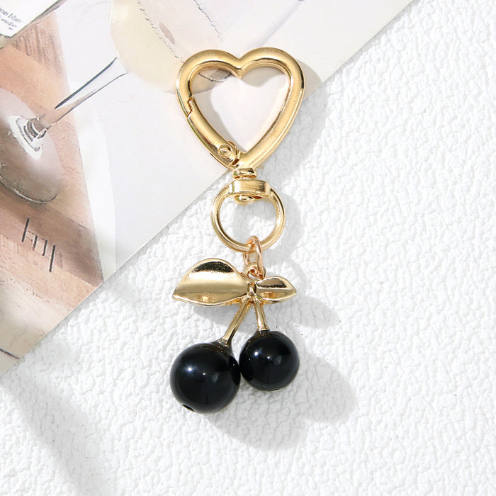 Wholesale Trendy Cherry Keychain Bag Charm Red Zinc Alloy Gift MOQ≥2