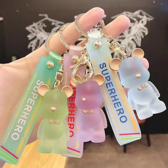 Wholesale Cartoon Crystal Bear Bear Keychain Couple Car Key Chain Bag Pendant