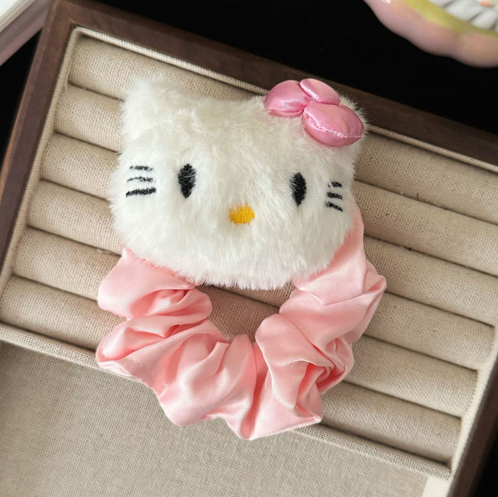 Wholesale Pink bow tie plush cat hair ring cute sweet girl ponytail hair rope hair accessories