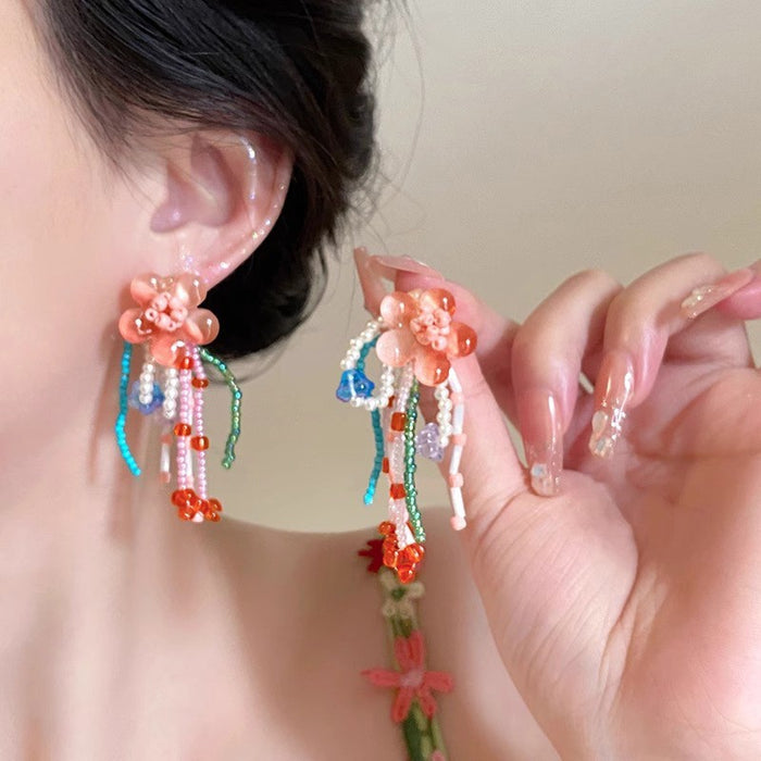 Wholesale Tassel flower earrings, niche earrings, exquisite temperament earrings
