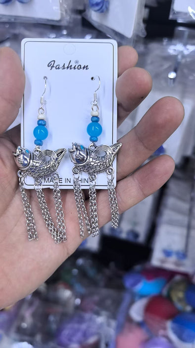 Wholesale Hand woven blue tie dye earrings