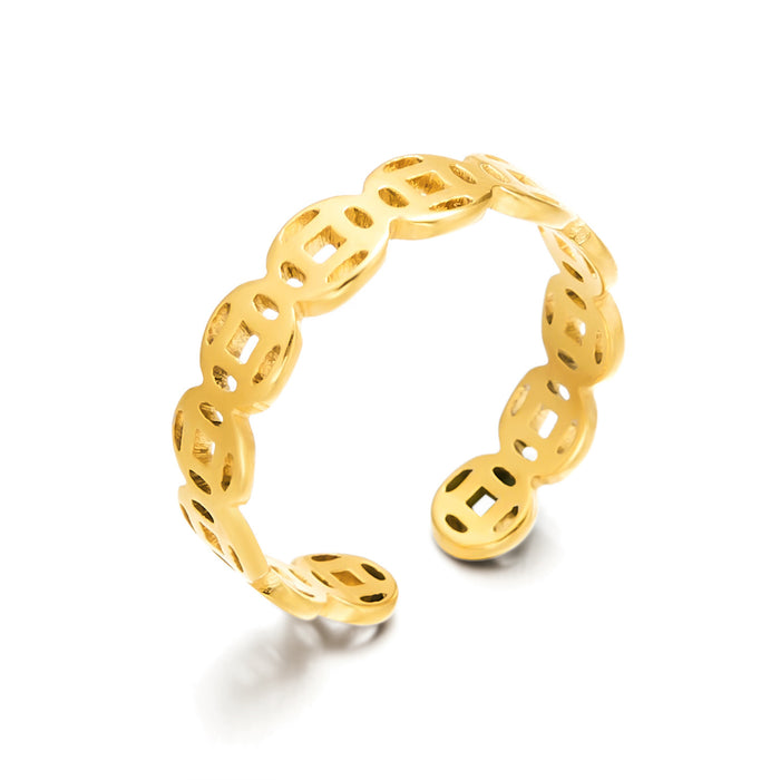 Wholesale New stainless steel copper coin ring creative dollar sign opening adjustable hand jewelry for women