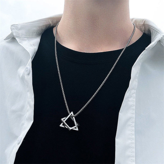 Wholesale Geometric Triangle Necklace Titanium Steel Sweater Chain Accessories