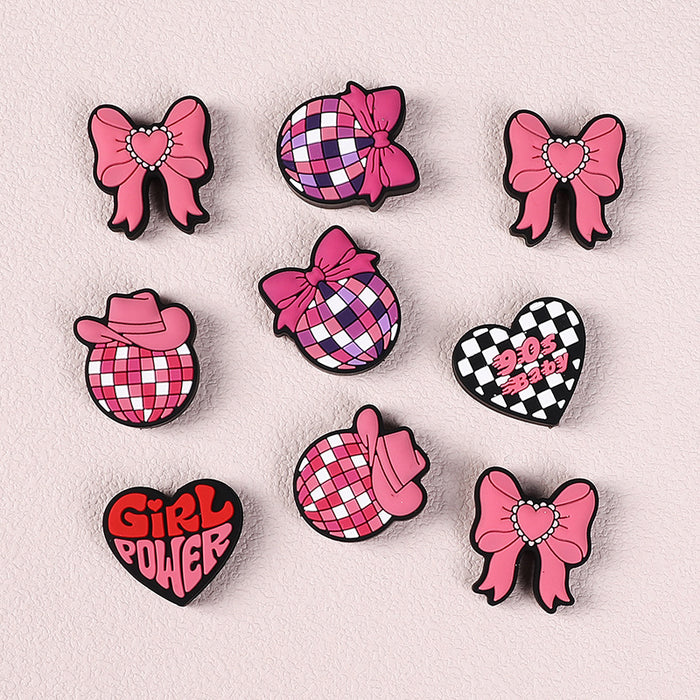 Wholesale 20pcs Bowknot silicone beads cute  jewelry DIY bracelet accessories checkered silicone beads