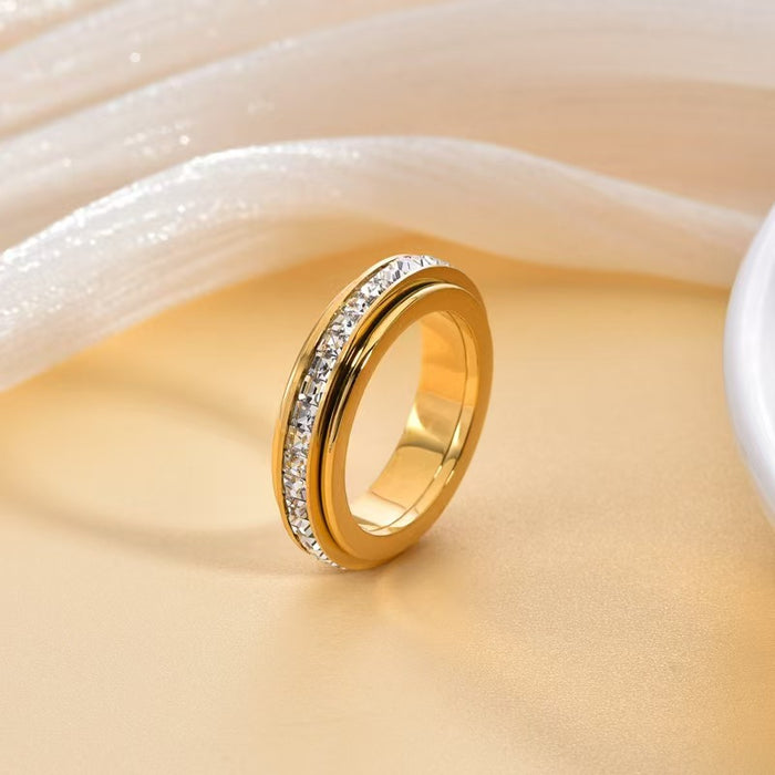 Wholesale Minimalist Single-Row Rotating " Starlight"  Titanium Steel Ring
