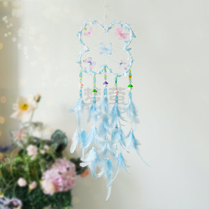 Wholesale Handmade Dream Catcher Wind Chime with Feathers Pink Kids Room Decor MOQ≥2