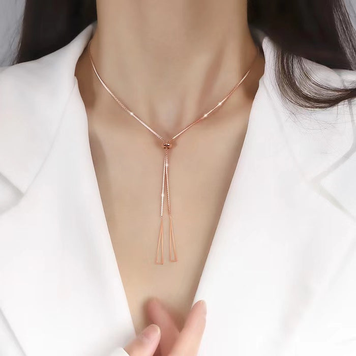 Wholesale Delta Tassel Pendant Necklace Titanium Steel Rose Gold Chain