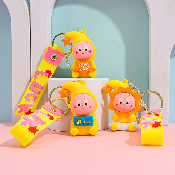 Wholesale Creative and cute cartoon yellow little man keychain