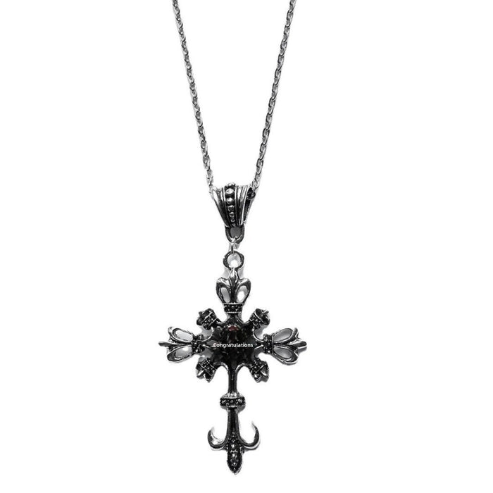Wholesale Vintage Ruby Cross Necklace Fashion Pendant Necklace