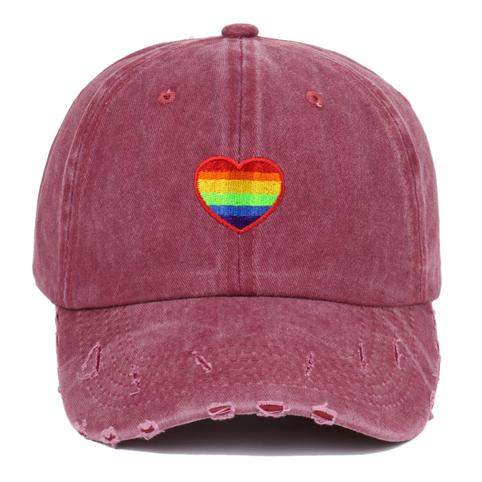 Wholesale Cotton Rainbow Heart Embroidery Baseball Cap  JDC-FH-ChenSheng001