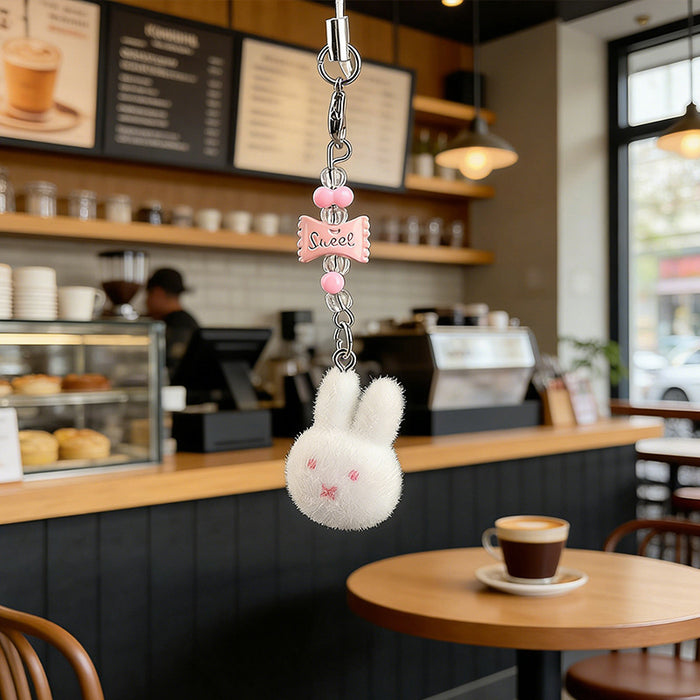 Wholesale Flocked Bunny Keychain