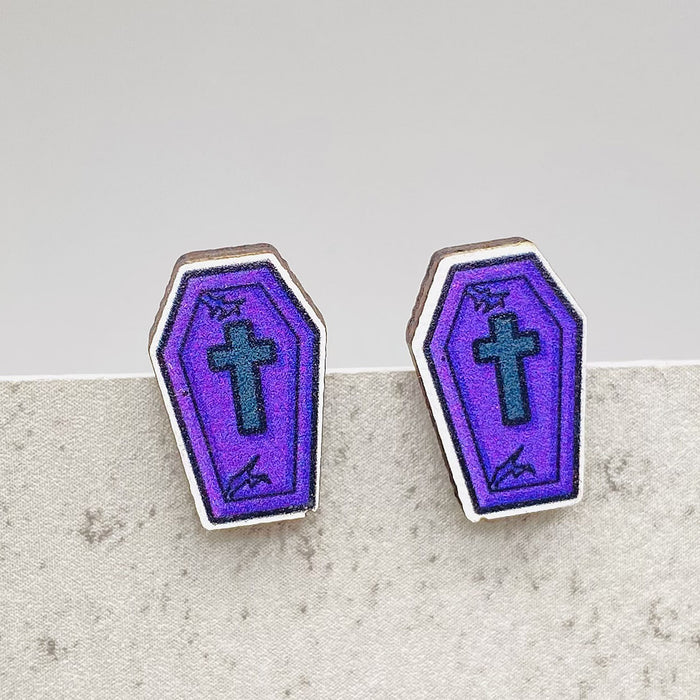 Wholesale  Earrings Horror Pumpkin Ghost Bat Wooden Earrings  Night Jewelry