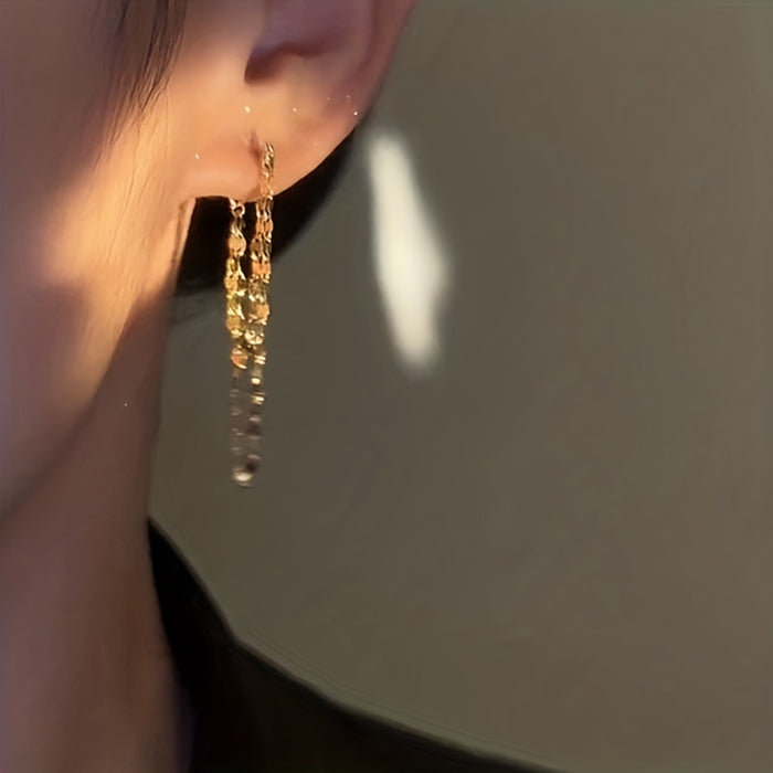 Wholesale Double Layer Tassel Earring Chain Versatile Earrings JDC-ES-DX010