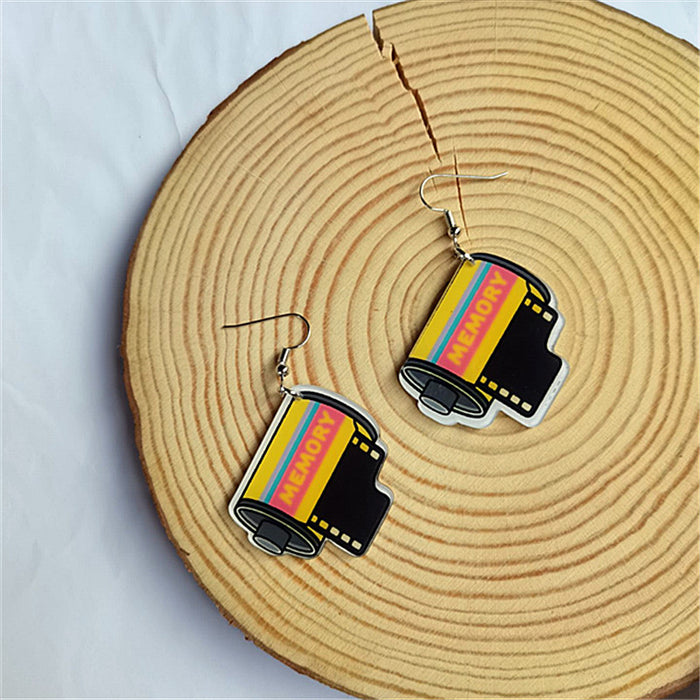 Wholesale Acrylic Retro Rubik's Cube Game Machine Skate Earrings JDC-ES-ChouD010