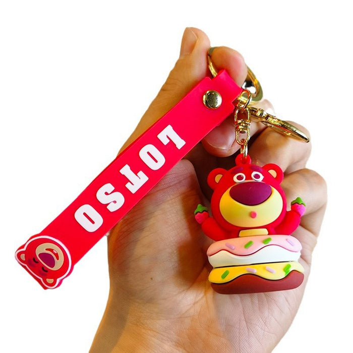 Wholesale Cartoon Strawberry 3D Doll Rubber Keychain JDC-KC-Tingm047