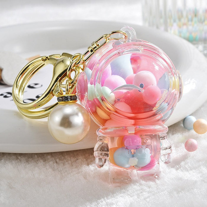 Wholesale Acrylic oil bottle candy Bean astronaut keychain