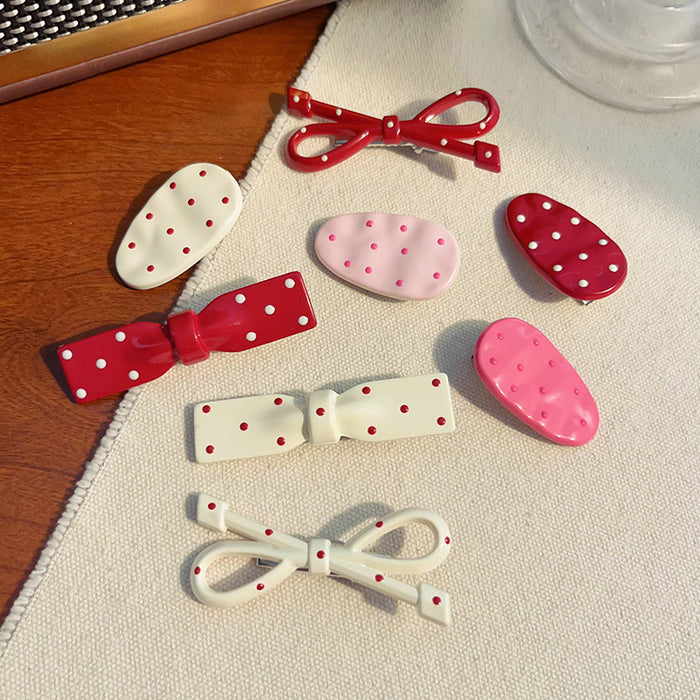 Wholesale Bow Hairpin Cute White Bangs Clip  Grab Clip Women's  Clip Hair Accessories Women