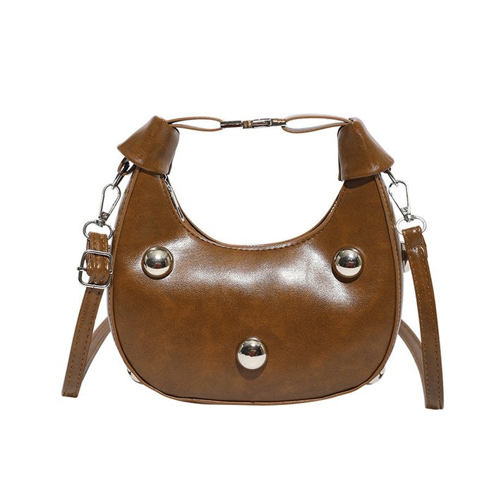 Wholesale Trendy Rivet Crescent Bag Street Fashion Small PU Crossbody