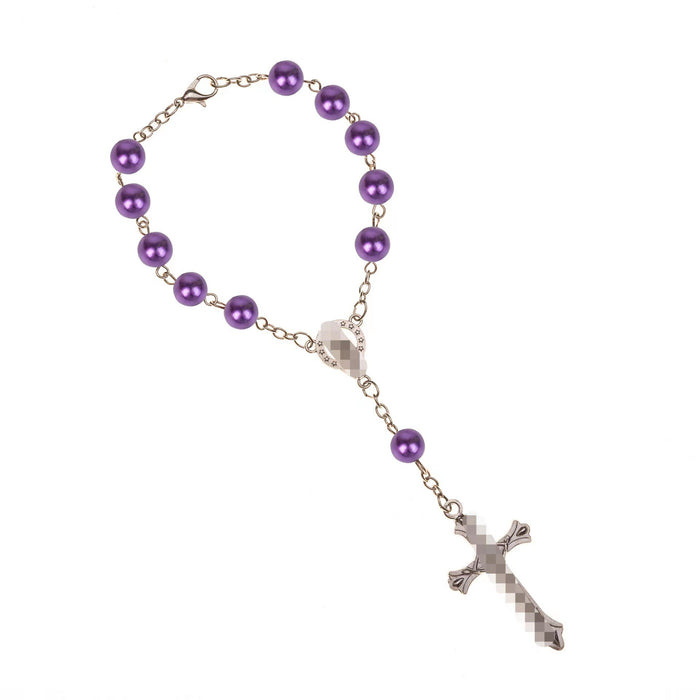Wholesale Glass Pearl Cross Bracelet Mini Handstring Jewelry