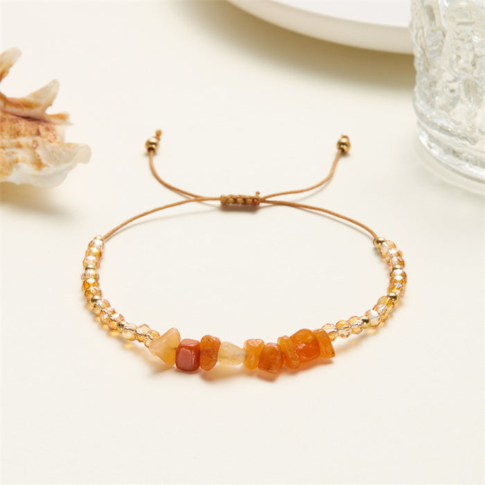 Wholesale hand-woven holiday style gravel beaded personality irregular stone woven adjustable bracelet