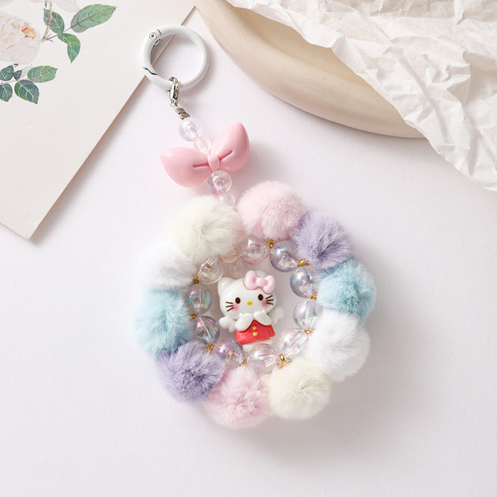 Wholesale Cute Cartoon Pom Pom Keychain Plush Bag Charm Decorative Accessory MOQ≥2