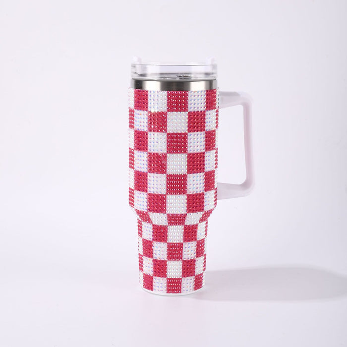 Wholesale Checkerboard Rhinestone 40oz Insulated Tumbler Stainless Steel