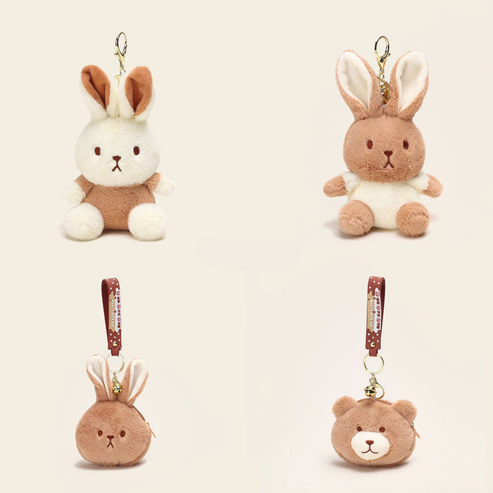 Wholesale Milk Tea Rabbit Cute Color-matching Plush Keychain