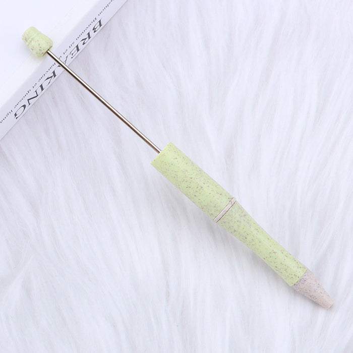 Wholesale Wheat Straw Material Plastic Bead Pen JDC-PN-JinBaiNian001