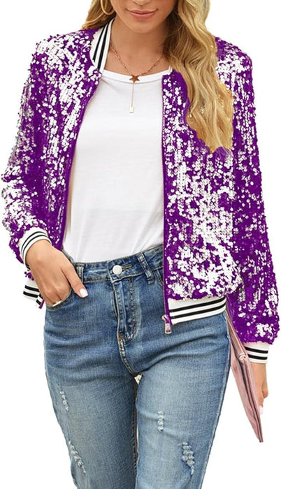 Wholesale Autumn sequin et,  loose sequin baseball coat