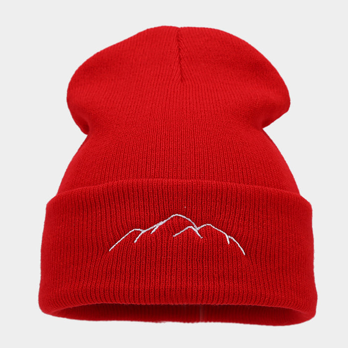 Wholesale Mountain Embroidery Acrylic Warm Knitted Hat JDC-FH-LvYi051