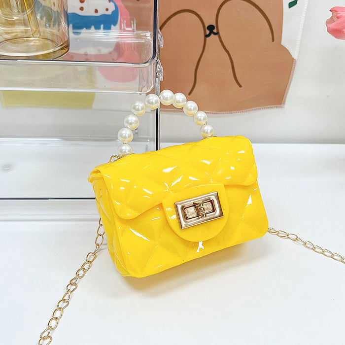 Wholesale PU Children's Pearl Pearl Hand-held Single Shoulder Crossbody Chain Bag JDC-SD-QiSheng006