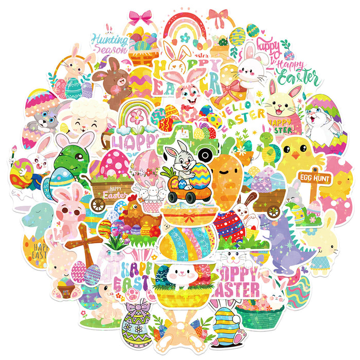 Wholesale 50 Laser Easter Bunny Waterproof Stickers