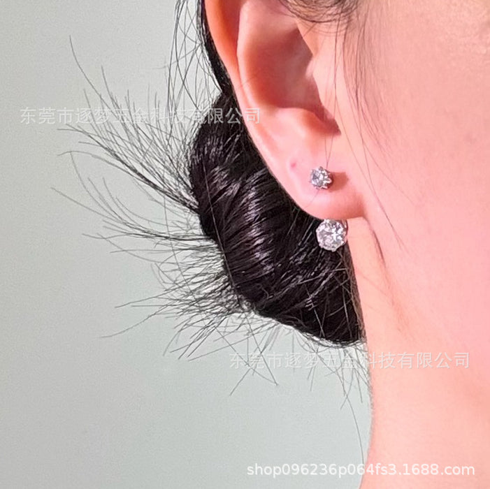 Wholesale Sparkling gemstone titanium steel earring jewelry