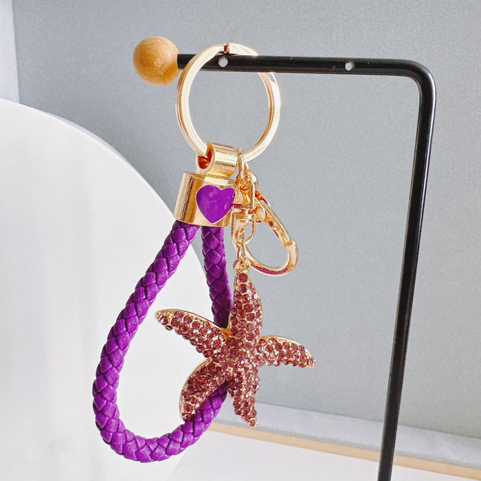 Wholesale Rhinestone Starfish Zinc Alloy Keychain JDC-KC-ZhanLun020