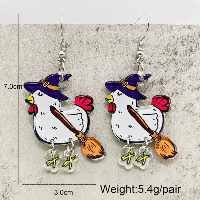 Wholesale  Earrings  Christmas Rooster Acrylic Earrings Holiday Ornaments