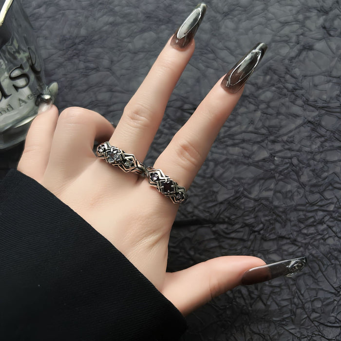 Wholesale Retro Purple Zirconia White Zirconia Ring Personalized Ring Open Zirconia Ring High End Feeling Ring