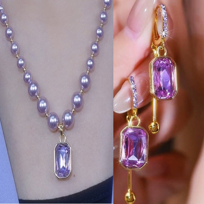 Wholesale Purple Crystal Tassel Earrings