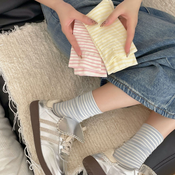 Wholesale Striped socks, mid tube socks, thin and minimalist long socks