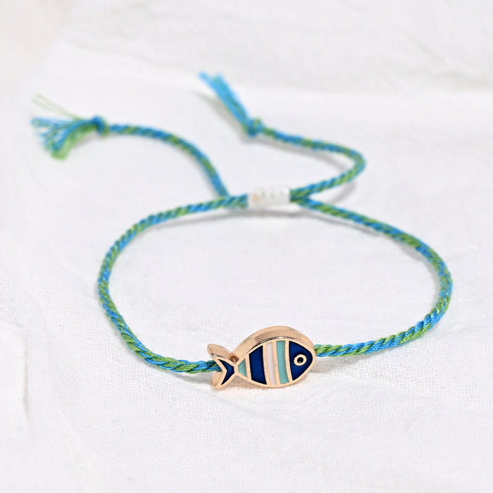 Wholesale Trendy Purple Adjustable Woven Cord Bracelet With Alloy Enamel Fish Pendant Ins Style Women S Jewelry Accessory Party Gift