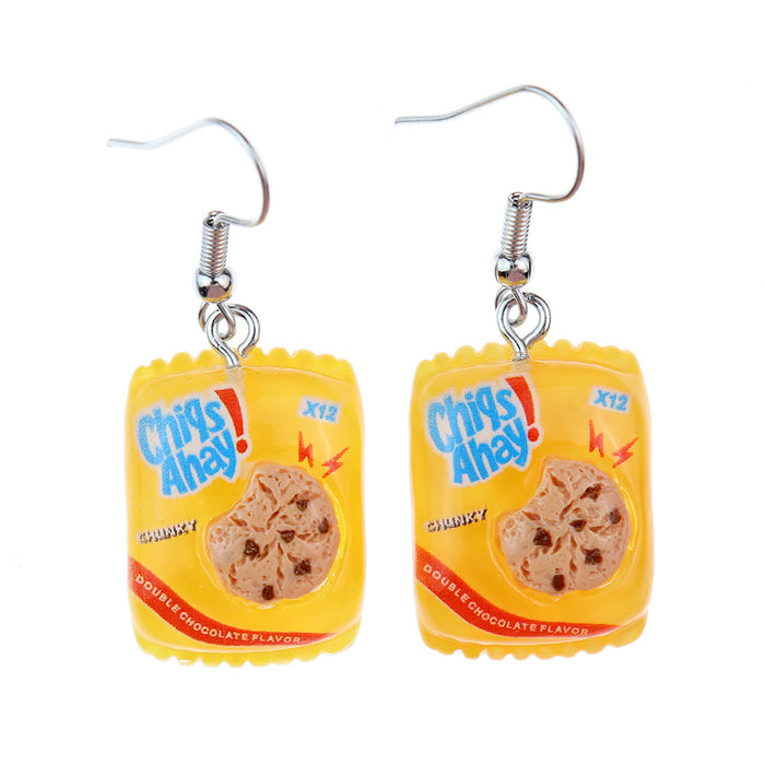 Wholesale Simulation Food Play Cookie Earrings JDC-NS-NiQing012