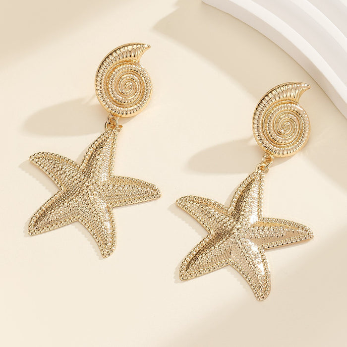 Wholesale Earrings Holiday Style Starfish Metal Earrings Geometric Earrings for Women