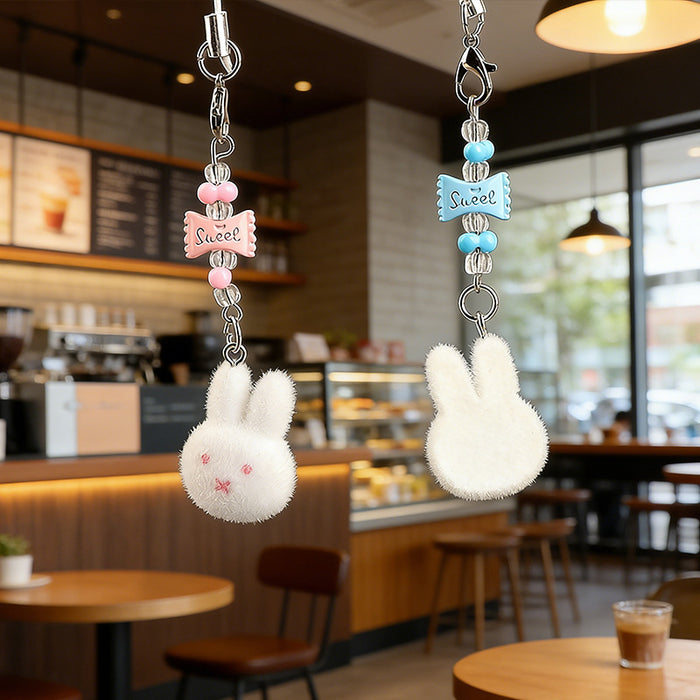 Wholesale Flocked Bunny Keychain